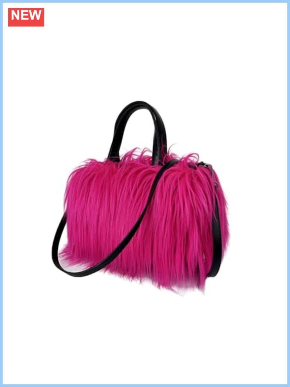 Faux Fur Tote Bag Fluffy Zipper Handbag Crossbody Purse Y2K